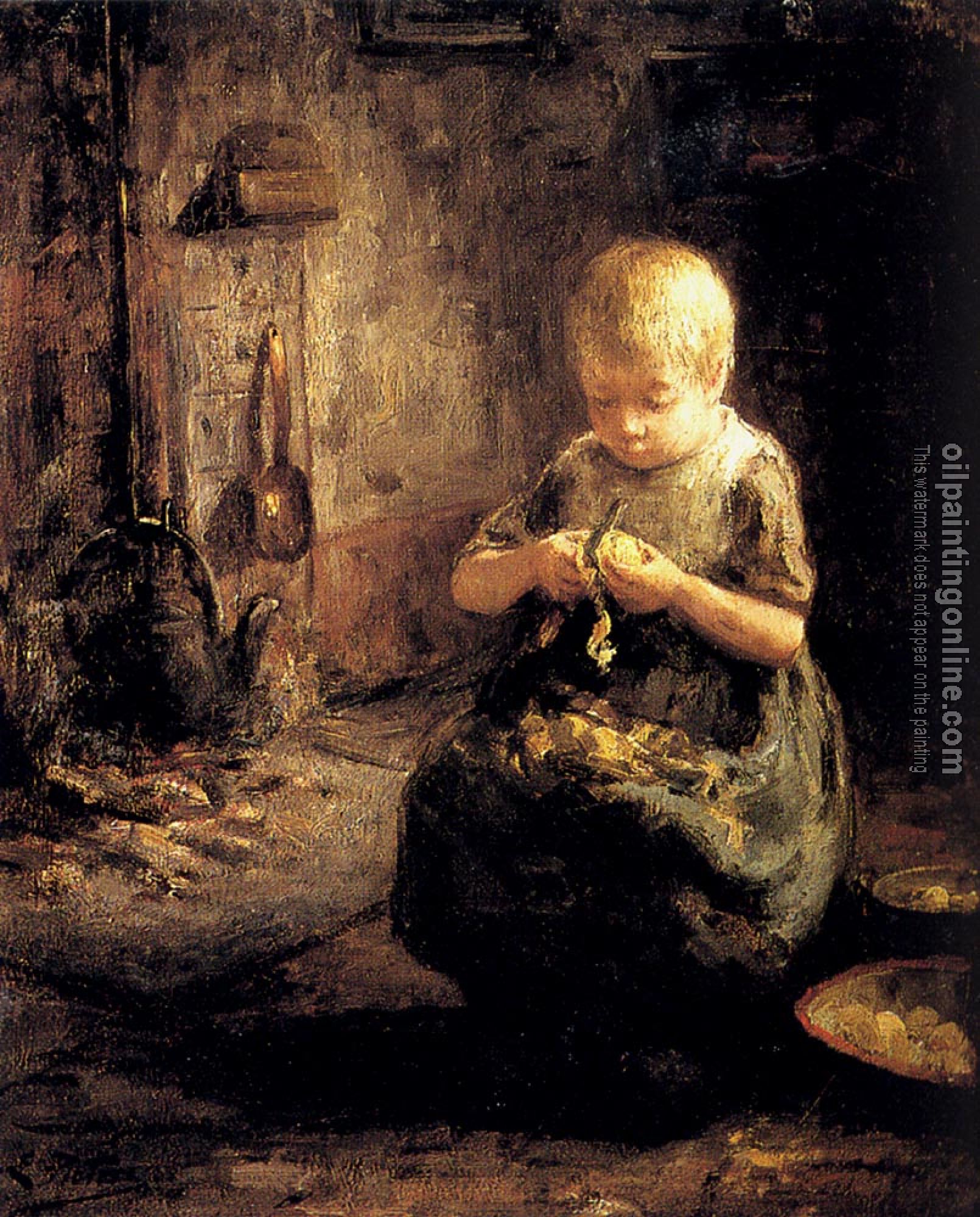 Evert Pieters - A Child Peeling Potatoes